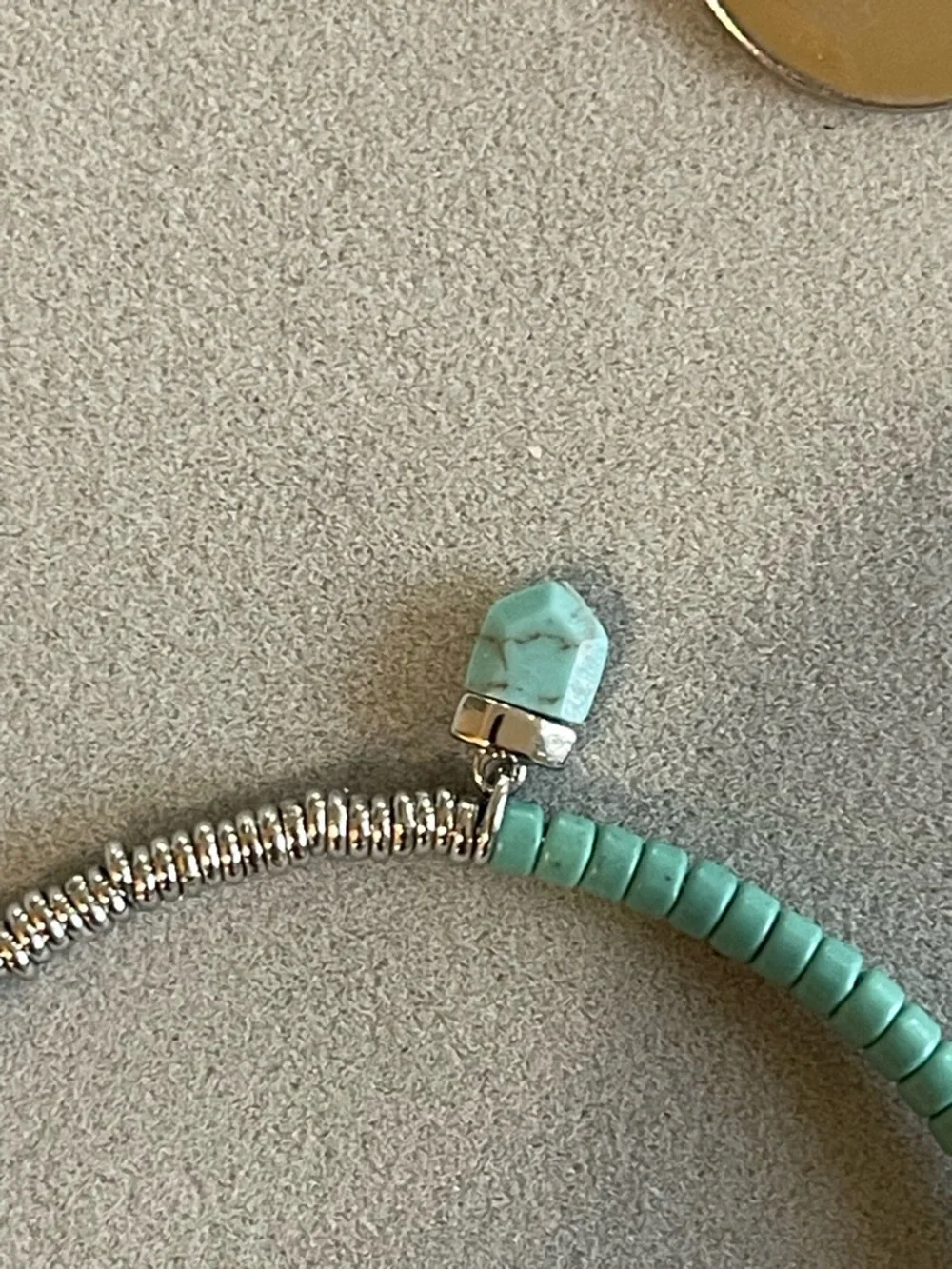 Turquoise Beaded Silver-Tone Charm Bangle Set - Daughter/Friendship